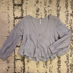 Free people peasant top in periwinkle